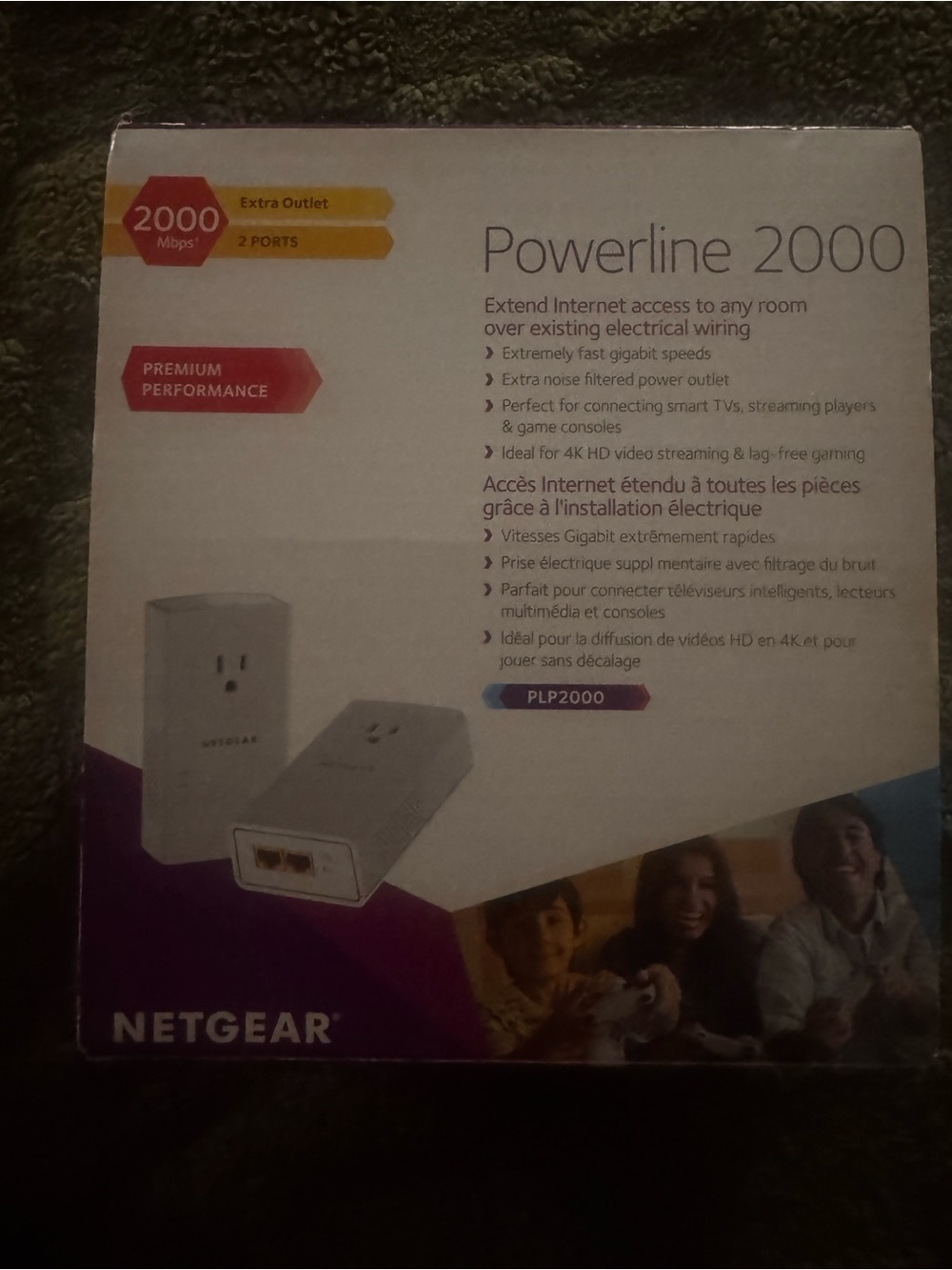NETGEAR Powerline 2000 Adapter Kit — White with Purple Accent